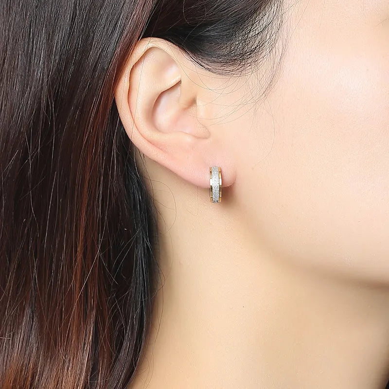 Women's Earrings Aretes para mujeres Small Hoop Earring for Women Girls Rock Punk Sandblasting Stainless Steel  Earrings for Men Unisex Accessories