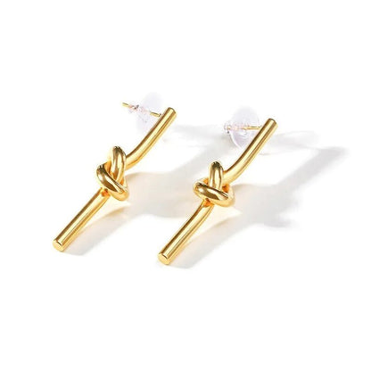 Women's Earrings Aretes para mujeres Unique Knot Drop Earrings for Women Gold Color Stainless Steel Dangle Earrings Female Party Jewelry Elegant Brincos