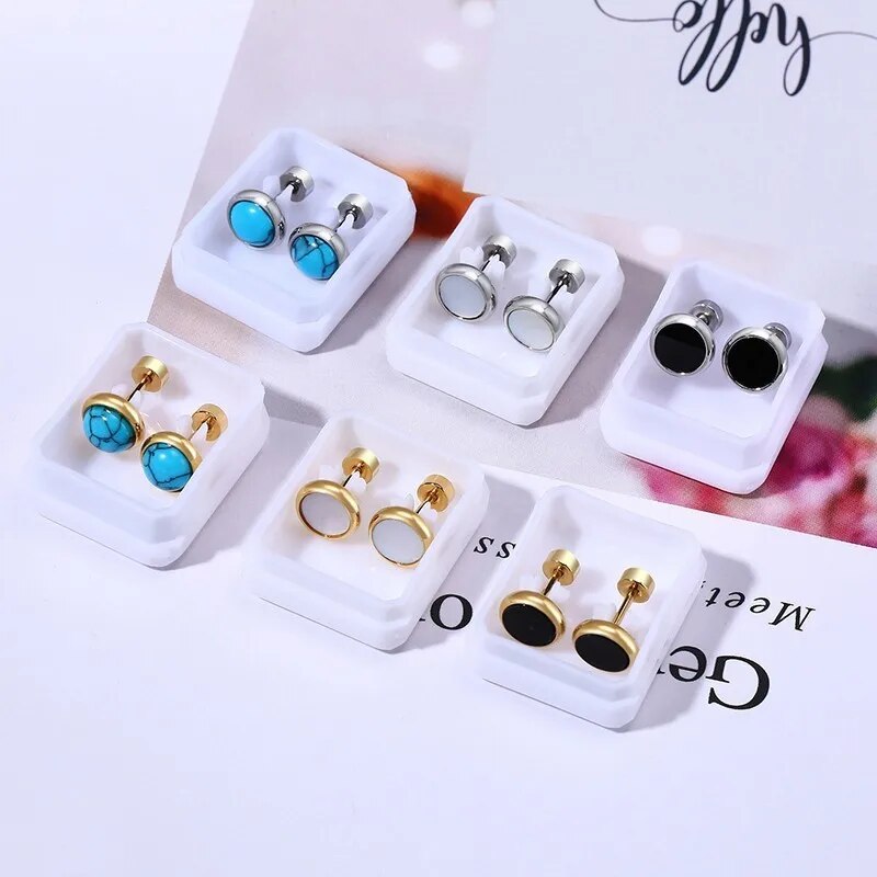 Women's Earrings Aretes para mujeres Trendy Shell Stud Earrings for Women Gold Color Stainless Steel Ear Jewelry Simple Classic Feme Brincos