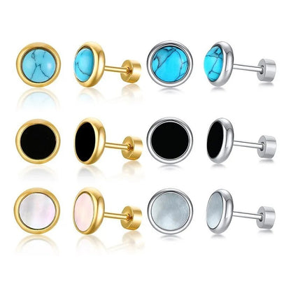 Women's Earrings Aretes para mujeres Trendy Shell Stud Earrings for Women Gold Color Stainless Steel Ear Jewelry Simple Classic Feme Brincos