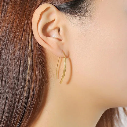 Women's Earrings Aretes para mujeres Simple Line Earrings for Women Minimalist Stainless Steel Lady Earrings