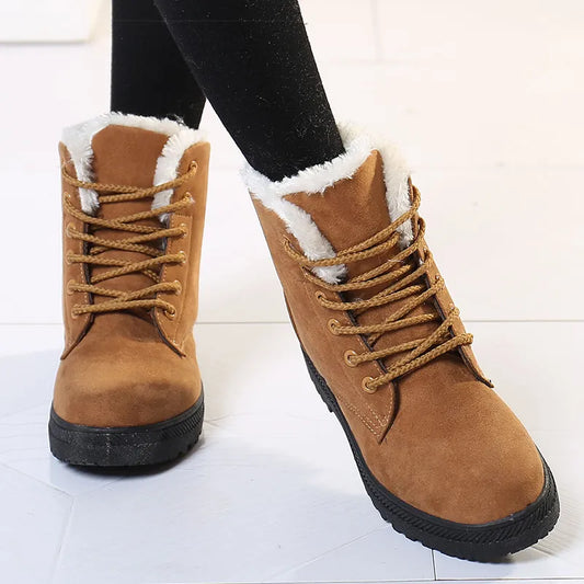 Winter Boots For Women - Botas de Invierno de Mujer With Fur Low Heels Snow Boots Ankle Platform Booties For Women Winter Shoes Heeled