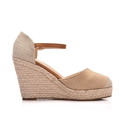 Women Wedges Suede Wedges High Ankle Toe Casual Slope Round Head Sandals Dress Shoes