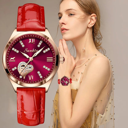 Women Watch Leather Band Quartz Watch Waterproof Fashion Creative Wristwatch For Women Girls Ladies Reloj para Mujeres