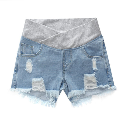 Maternity Shorts Summer Wear Low-waisted Denim Shorts Loose Pants for Pregnant Women Clothes