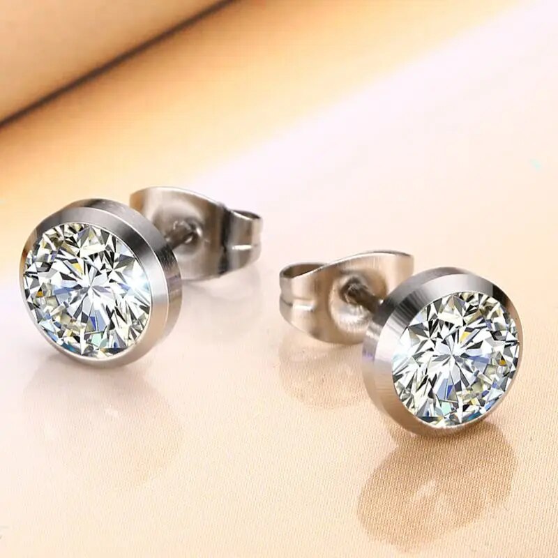 Women's Earrings Aretes para mujeres CZ Stone Classic Simple Stud Earrings for Women color Elegant Female Earrings Jewelry