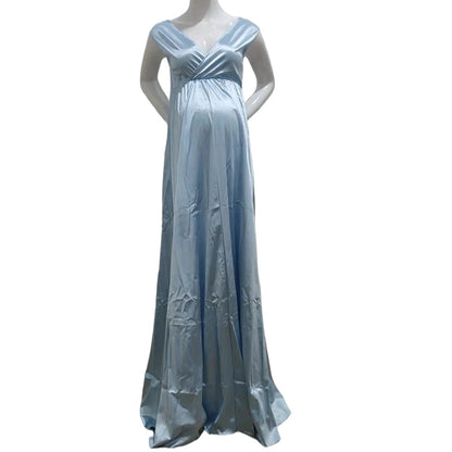 Maternity Silk Dresses Long Baby Showers Party Evening Pregnancy Maxi Gown Photography Props For Pregnant Women