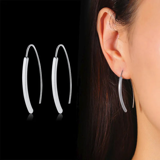 Women's Earrings Aretes para mujeres Simple Line Earrings for Women Minimalist Stainless Steel Lady Earrings