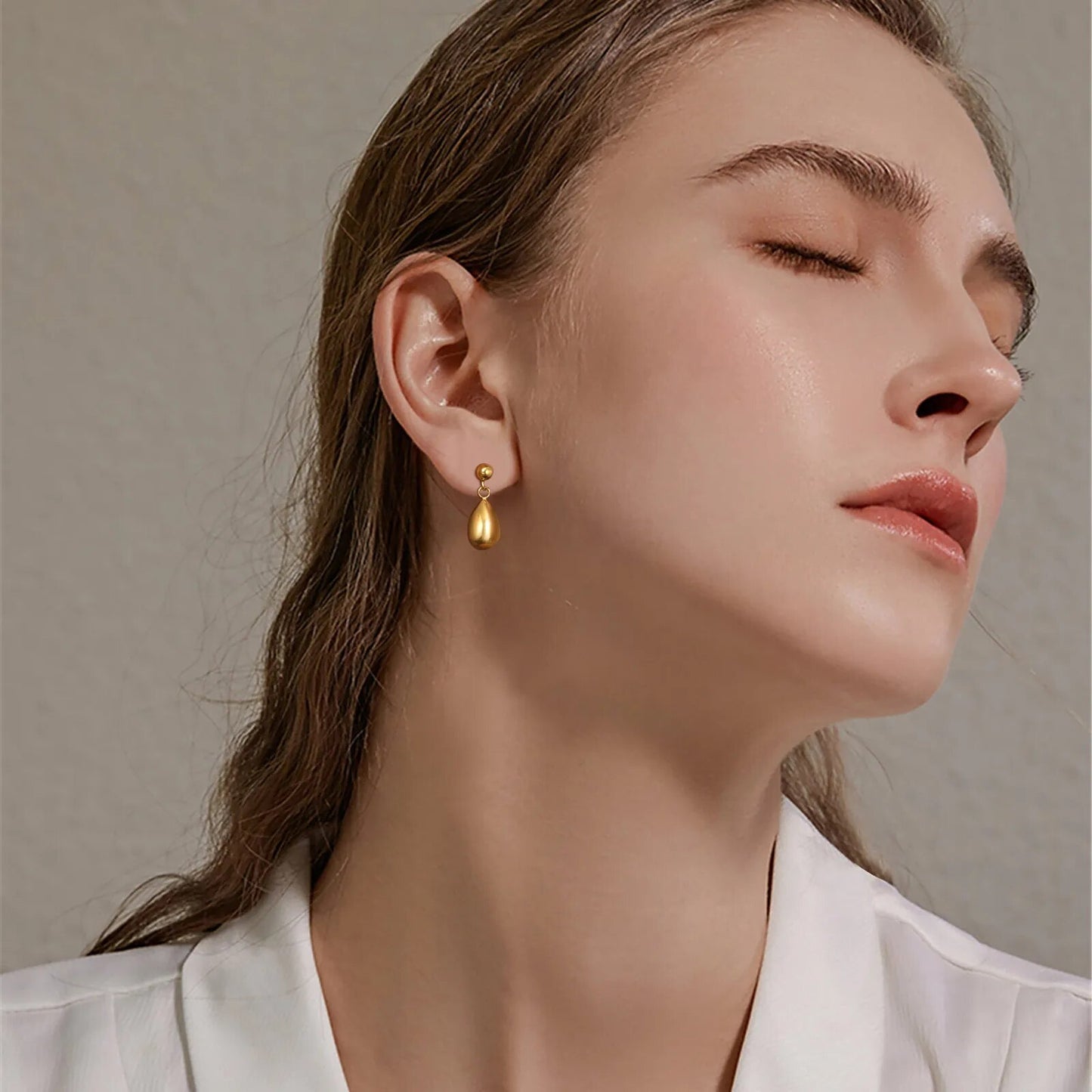 Women's Earrings Aretes para mujeres Chic Water Drop Earrings for Women, Anti Allergy Gold Color Stainless Steel Earring, Her Birthday Party Gift Jewelry