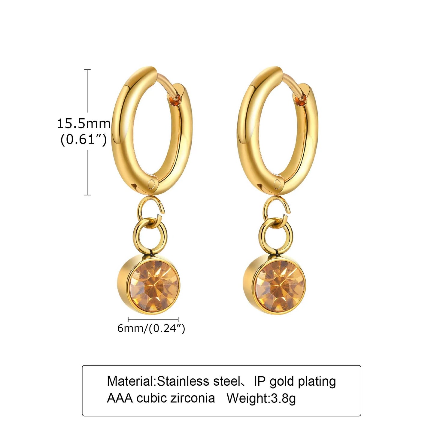 Women's Earrings Aretes para mujeres Women Hoop Earrings, Stone Dangle, Bling AAA CZ Stone Huggie, Simple Trendy Elegant Party Zodiac Constellation Gift