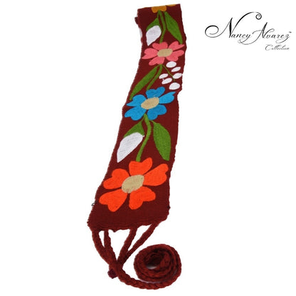 Mexican Embroidered Belt NA-TM-78055-G Wine