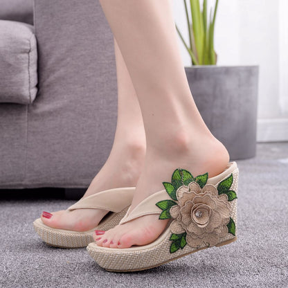 Woman Wedges Slippers Home Casual Beach Flip Flops Lady Sandals