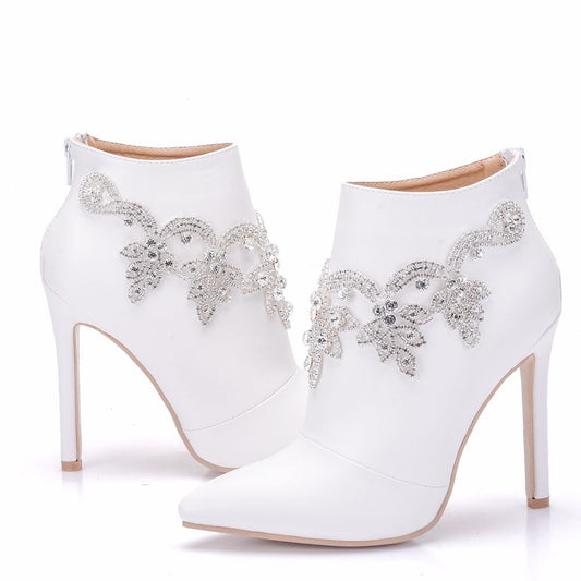 Booties Fashion Ankle Boots Sexy High Heels Zipper Shoes Woman Party Wedding Riding