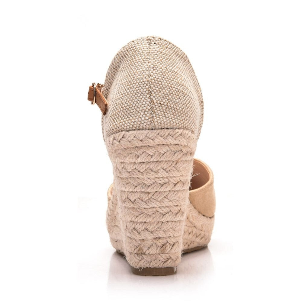 Women Wedges Suede Wedges High Ankle Toe Casual Slope Round Head Sandals Dress Shoes