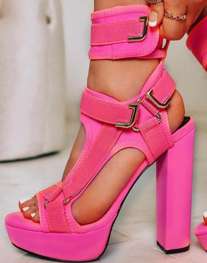 Heels for Women  Hot Selling Platform Thick Heels Woman Sandals Open Toe Gladiator Shoes Super High Ankle Strap Heel