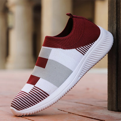 Tennis Shoes for Women Shoes Knitted Sneakers Women Flat Shoes Mix Color Vulcanize Shoes Casual