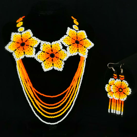 NA-OV-1001-Y beaded Jewelry set earrings and Necklace for women Nancy Alvarez Collection