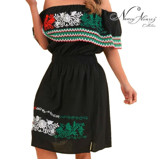 Mexican Embroidered Dress NA-TM-77308 Black