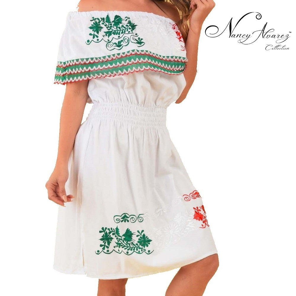 Mexican Embroidered Dress NA-TM-77309 White