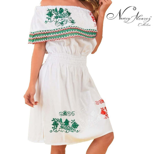 Mexican Embroidered Dress NA-TM-77309 White
