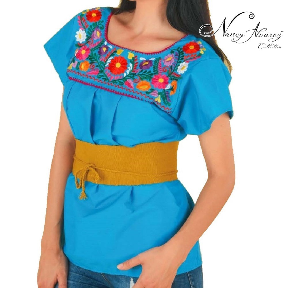 Embroidered Blouse NA-TM-77325 Blue