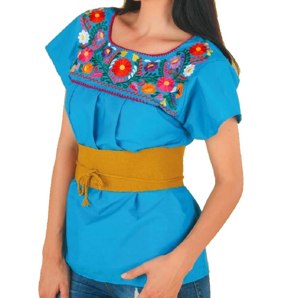 Embroidered Blouse NA-TM-77325 Blue