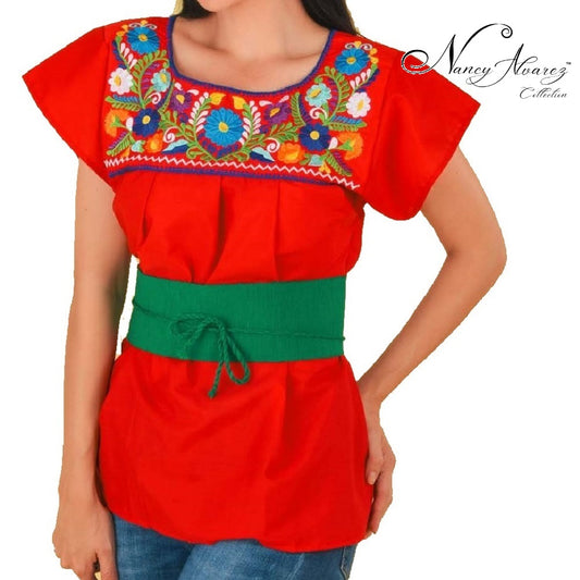 Embroidered Blouse NA-TM-77325 Red