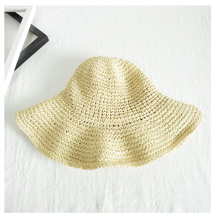 Hats for Women Raffia Sun Hat Wide Brim Floppy Summer Hats For Women Beach Panama Straw Dome Bucket Hat Shade Hat