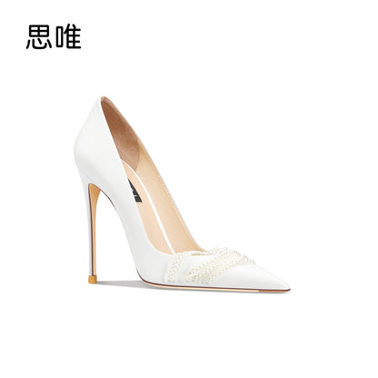 Heels for Women Wedding Bride Shoes White Heels Ladies Pointed Toe High Heels Party Prom Designer Shoes