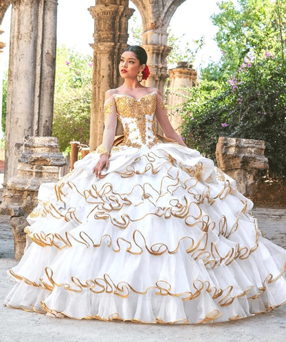 Charro Quinceanera Dresses Long Sleeves Tulle Appliques Mexican Sweet 16 Nancy Alvarez Collection