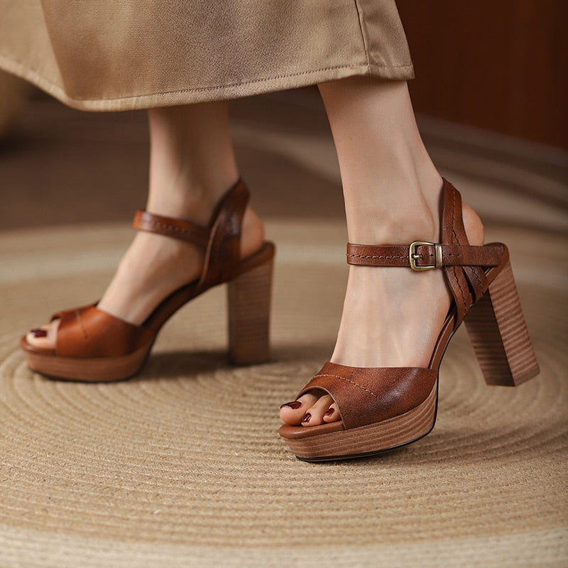 Hideshine Genuine Leather Casual Heels Sandal For Women's (brown)hs00043 at  Rs 315/pair | Kitten Heel Sandal in Kolkata | ID: 23139830191