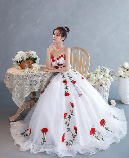 Quinceanera Style  Lace Appliques A-Line Floor Length Elegant Prom Dresses