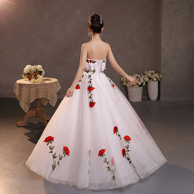 Quinceanera Style  Lace Appliques A-Line Floor Length Elegant Prom Dresses